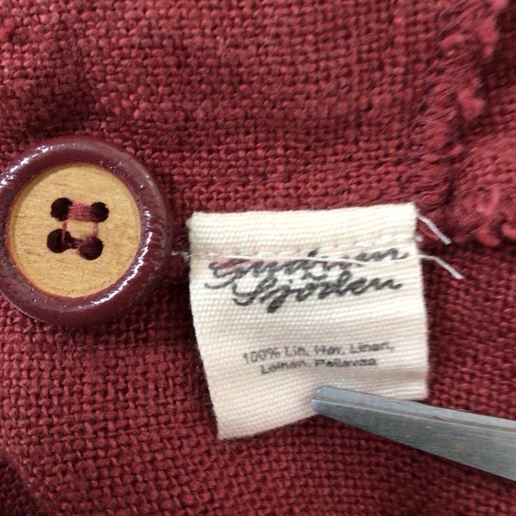 Gudrun Sjoden Red Tunic with Purple Accents, 100% linen, embroidered, sz L - Picture 11 of 13